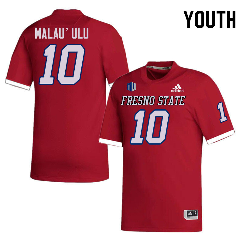 Youth #10 Jordan Malau'ulu Fresno State Bulldogs College Football Jerseys Stitched-Red